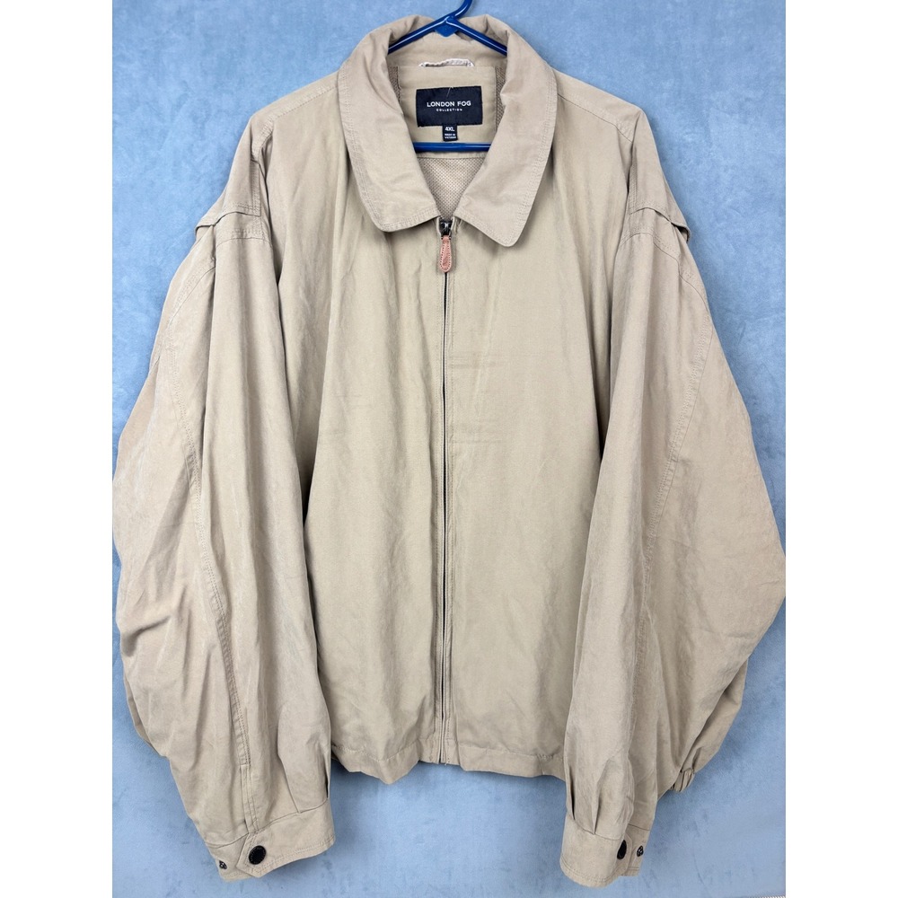 London Fog Collection Mens 4XL Tan Khaki Microfiber Full Zip Golf Jacket Coat